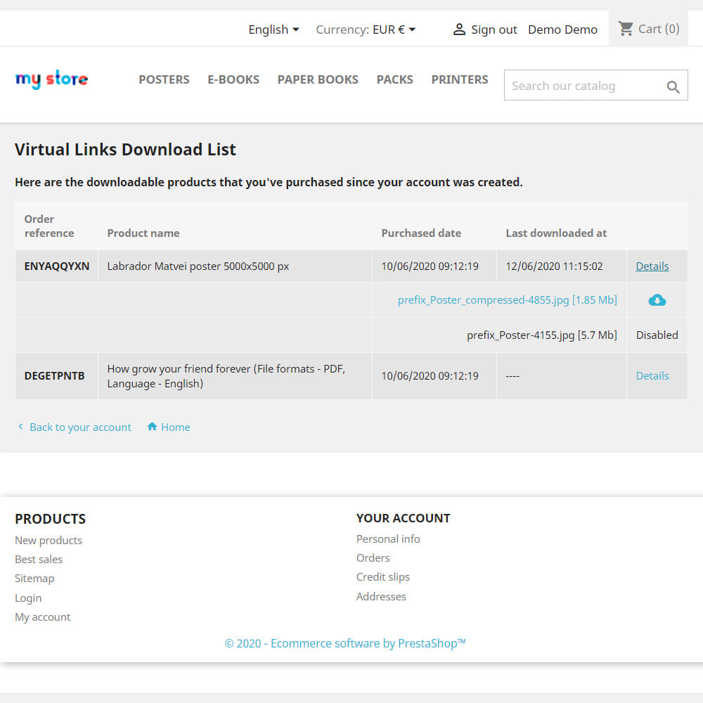 Module Virtual products packs and downloads