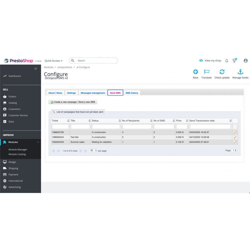 Module Octopush SMS - Keep your customers updated using SMS