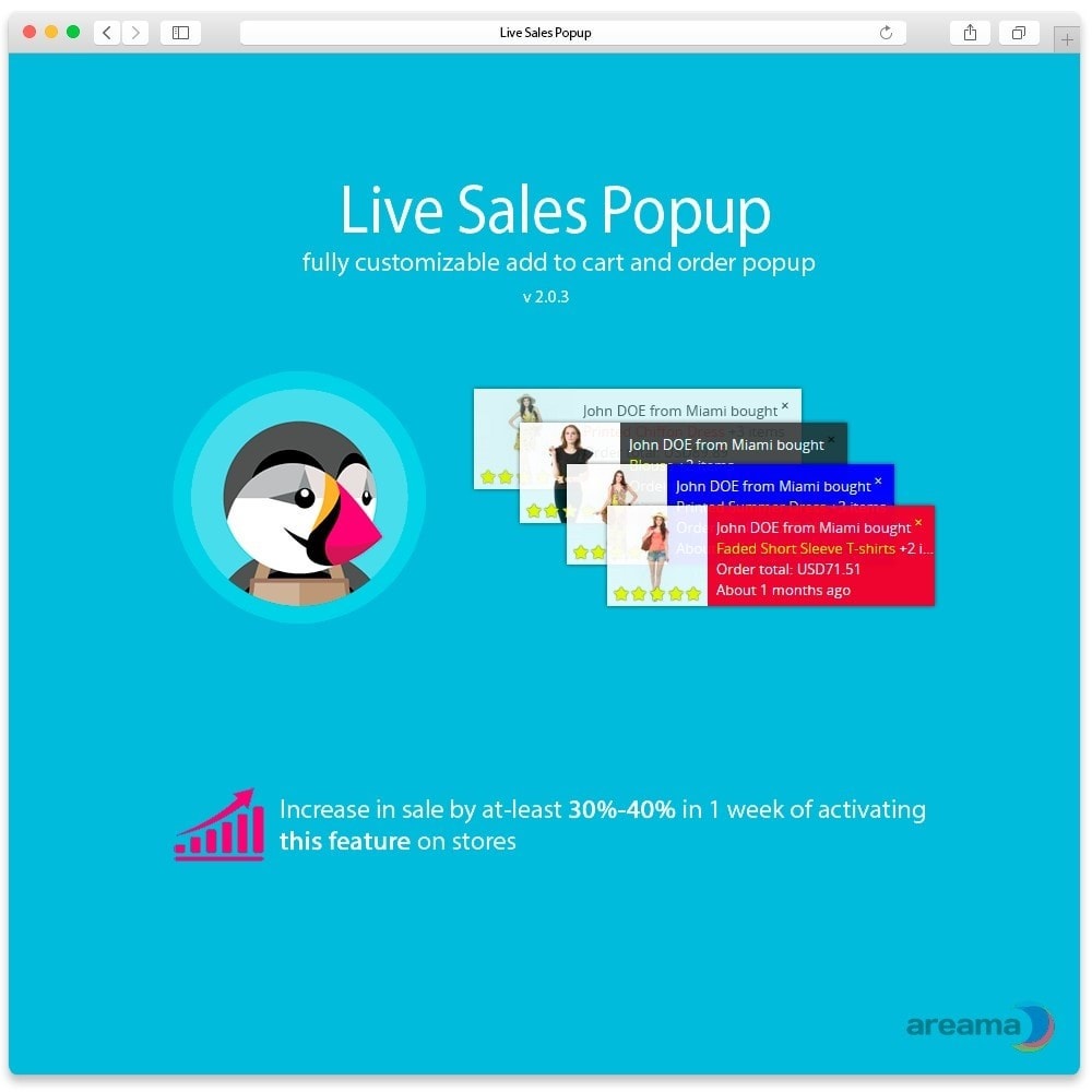 Module Live Sales Popup: product sold notification
