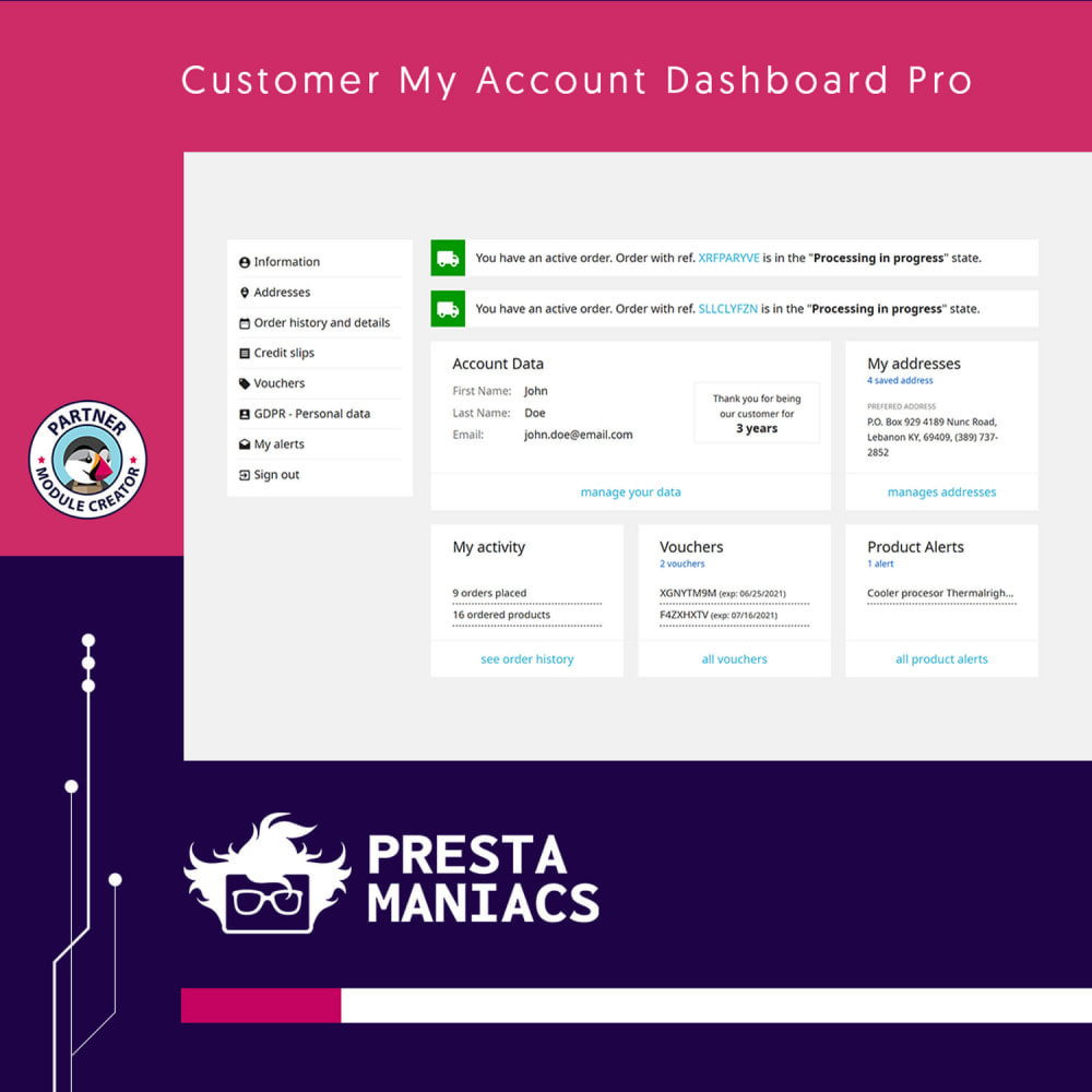 Module Customer My Account Dashboard Pro