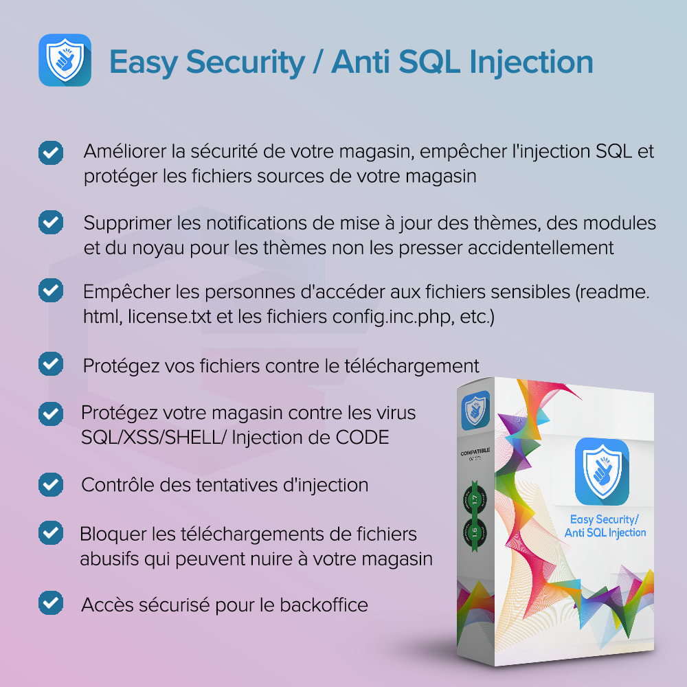 Module Sécurité facile / Anti SQL Injection PRO