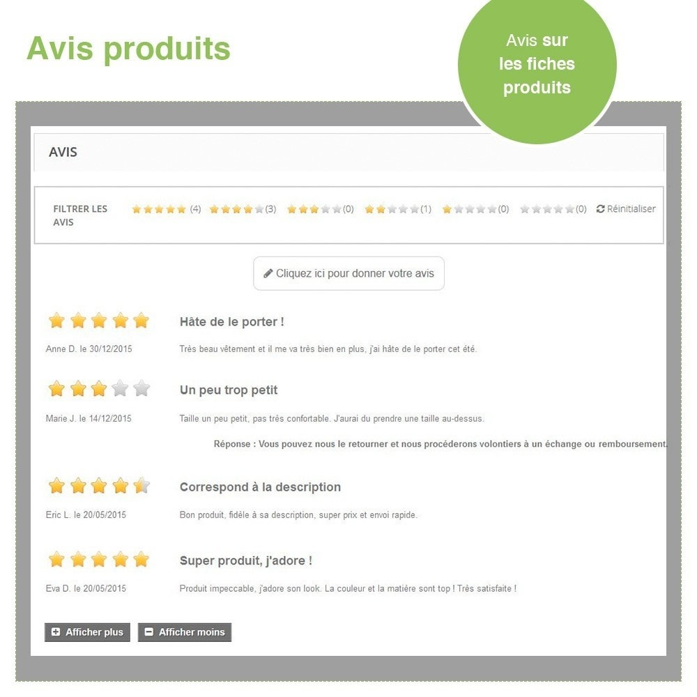 Module Avis Boutique + Avis Produits + Google Rich Snippets