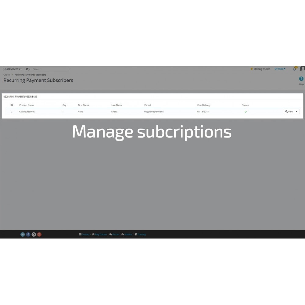 Module Recurring Payments and Subscriptions