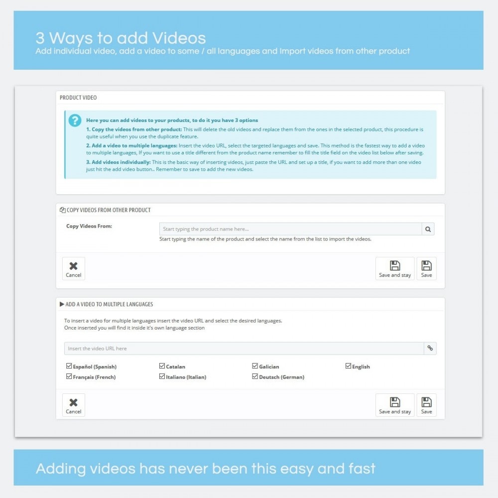 Module Vidéos pour les produits - Youtube, Vimeo...