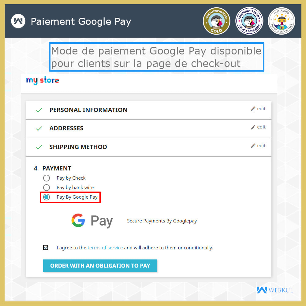 Module Passerelle de paiement Google Pay