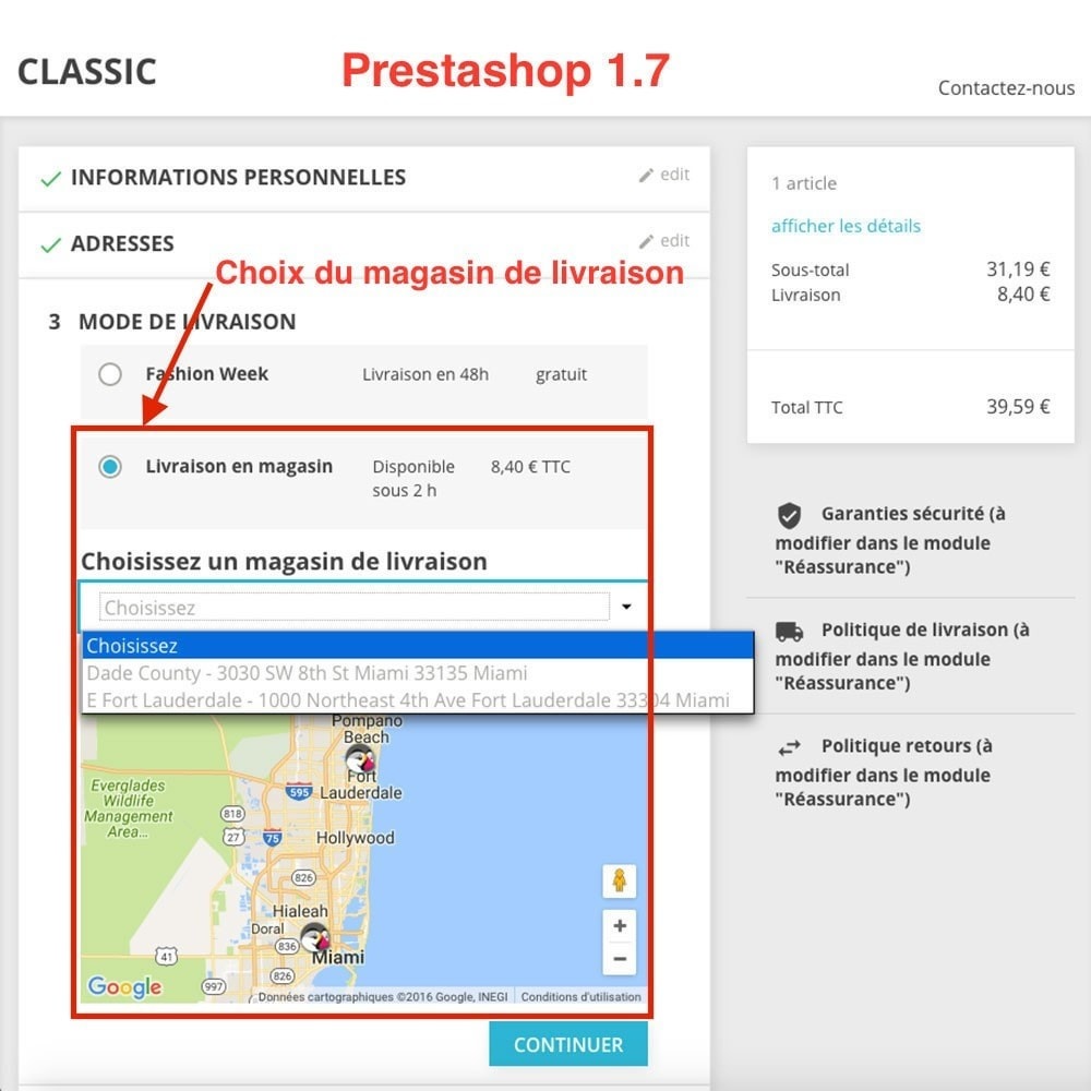 Module Livraison en magasin / Point de retrait