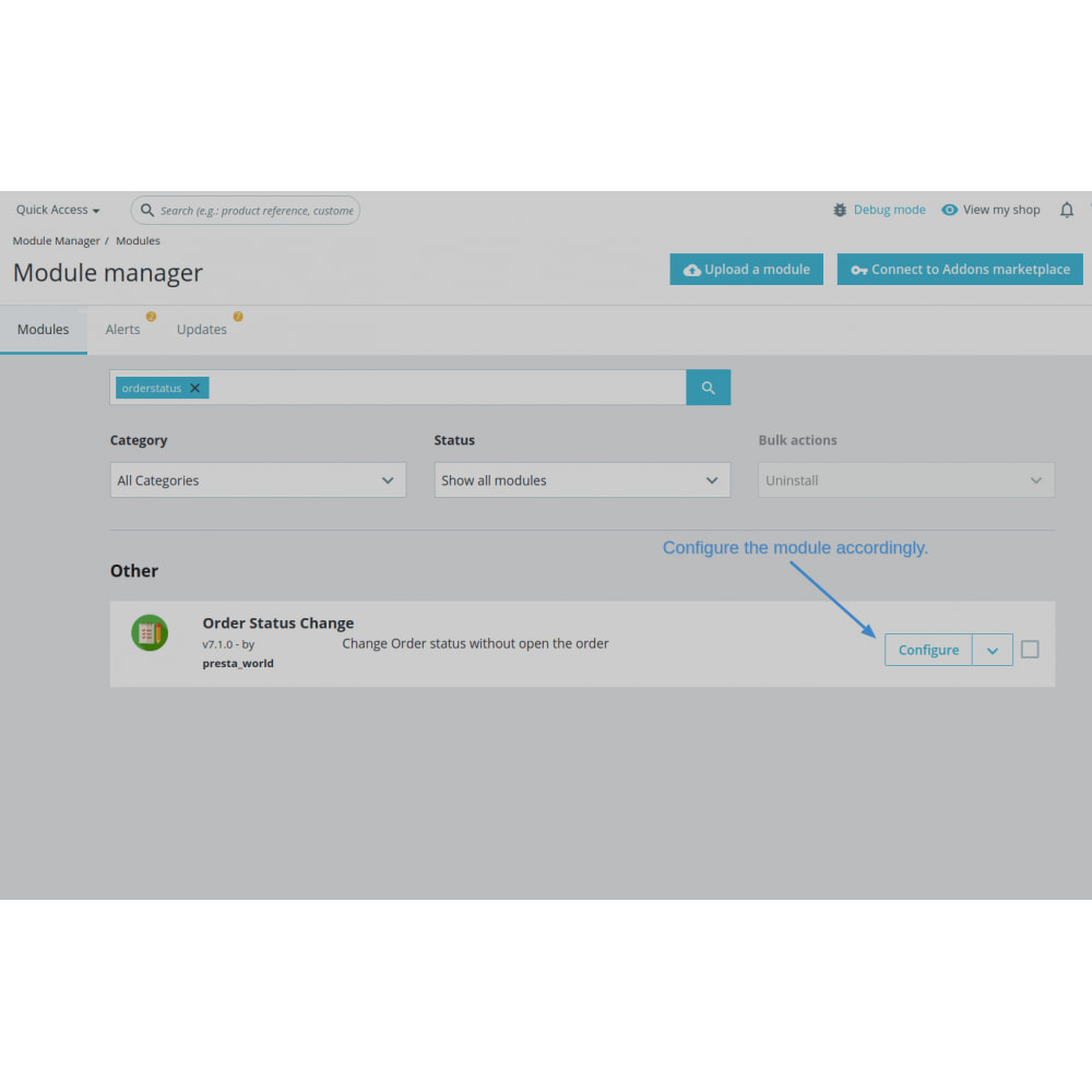 Module Change Order Status Directly From Order List