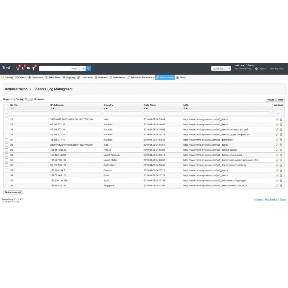 Module Adresse IP des visiteurs et détails de géolocalisation