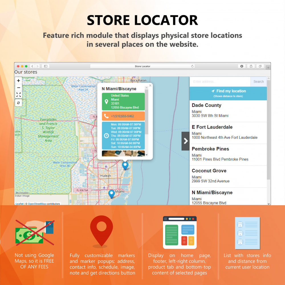 Module Premium Store Locator (FREE - No Google Maps)