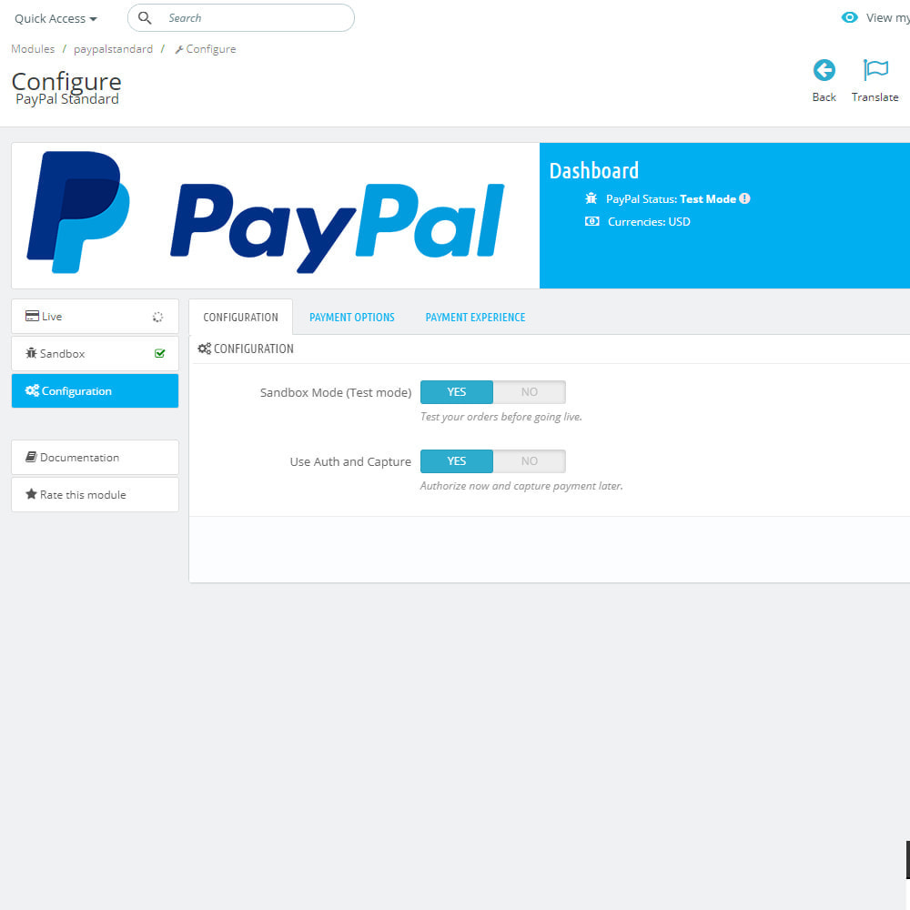 Module PayPal Standard