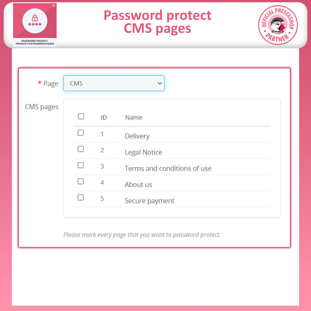 Module Password Protect Product, Categories & Pages