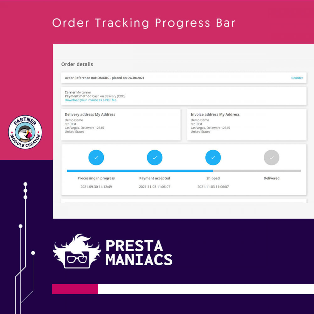Module Order Tracking Progress Bar
