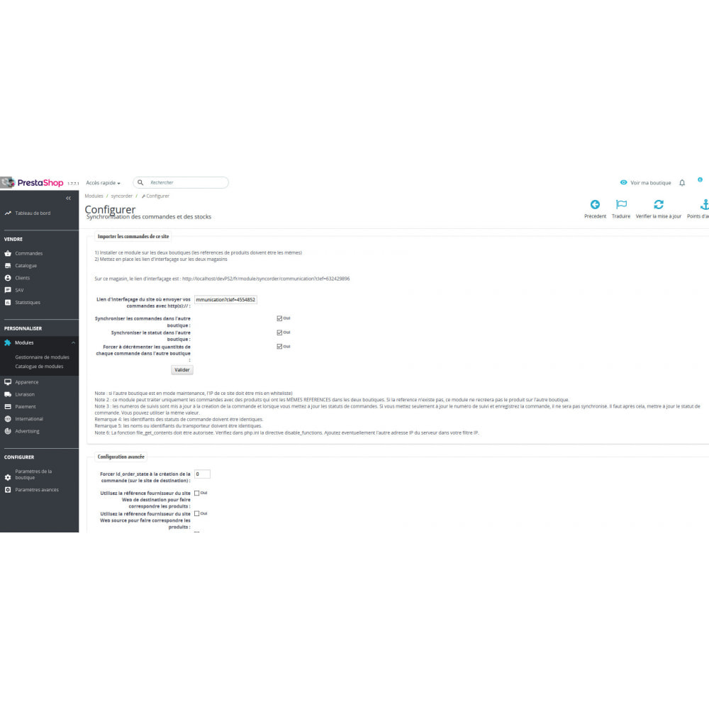 Module SyncOrder&Stock - Synchronise commandes et stocks