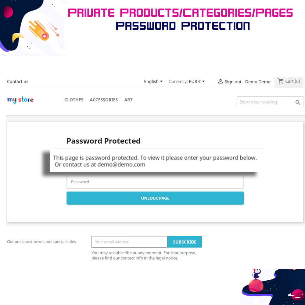 Module Private Products/Categories/Pages- Password Protection