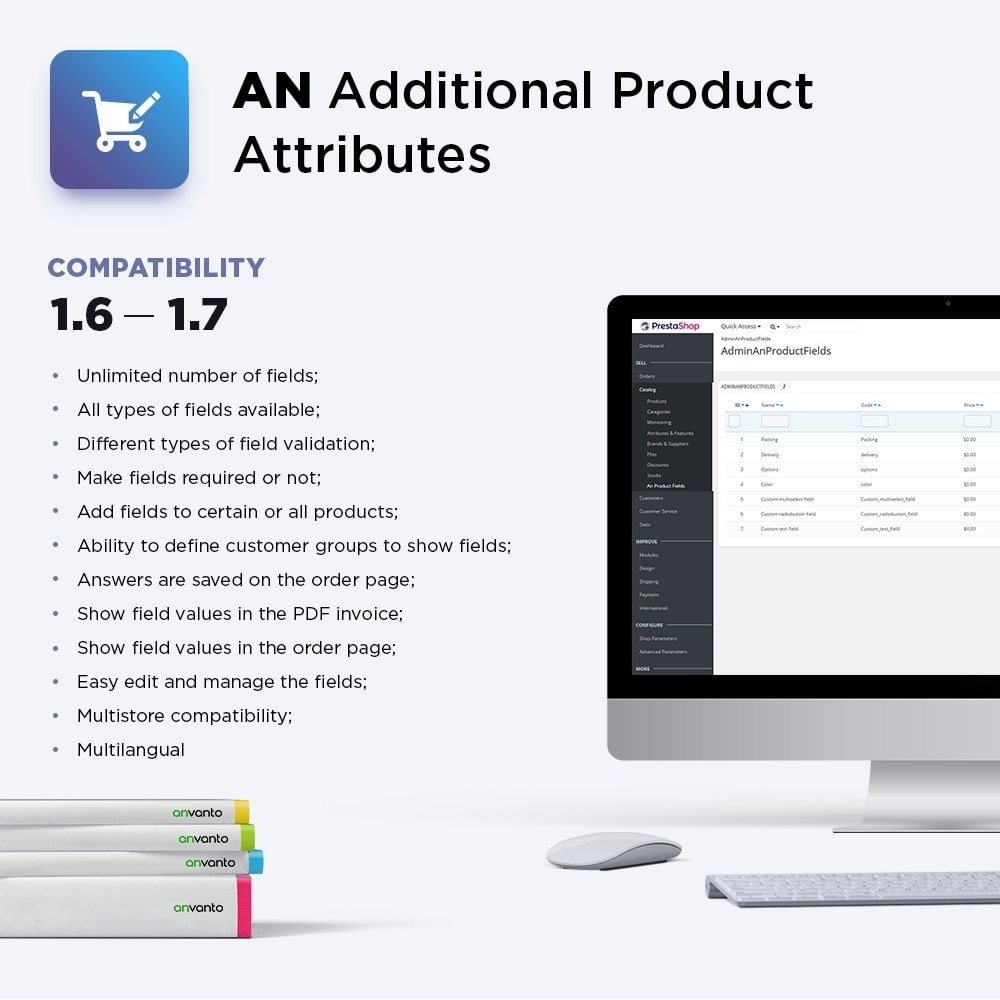 Module Additional Product Attributes / Custom Product Fields