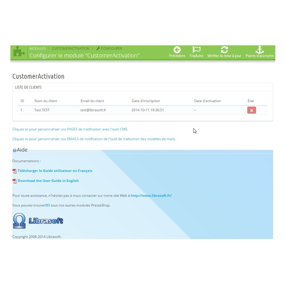 Module Customer Activation / Activation Compte Client
