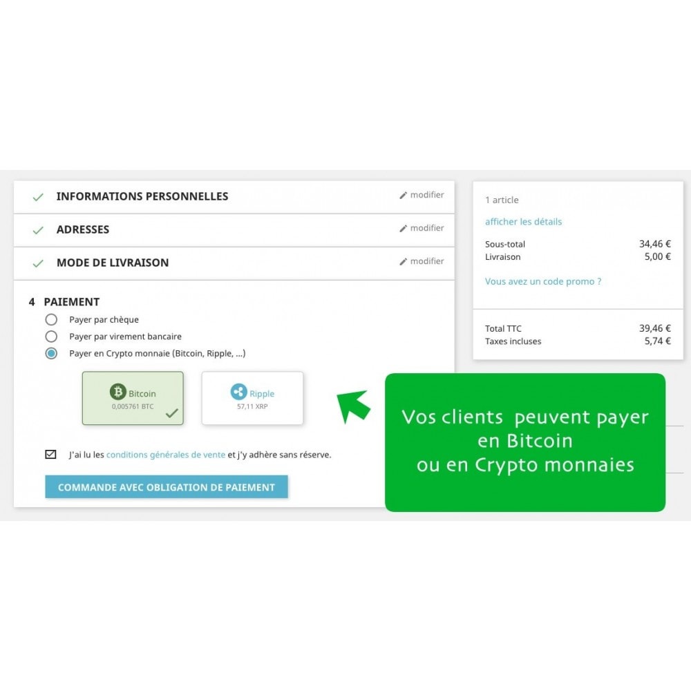 Module Bitcoin x Crypto - Accepter les bitcoins et cryptos