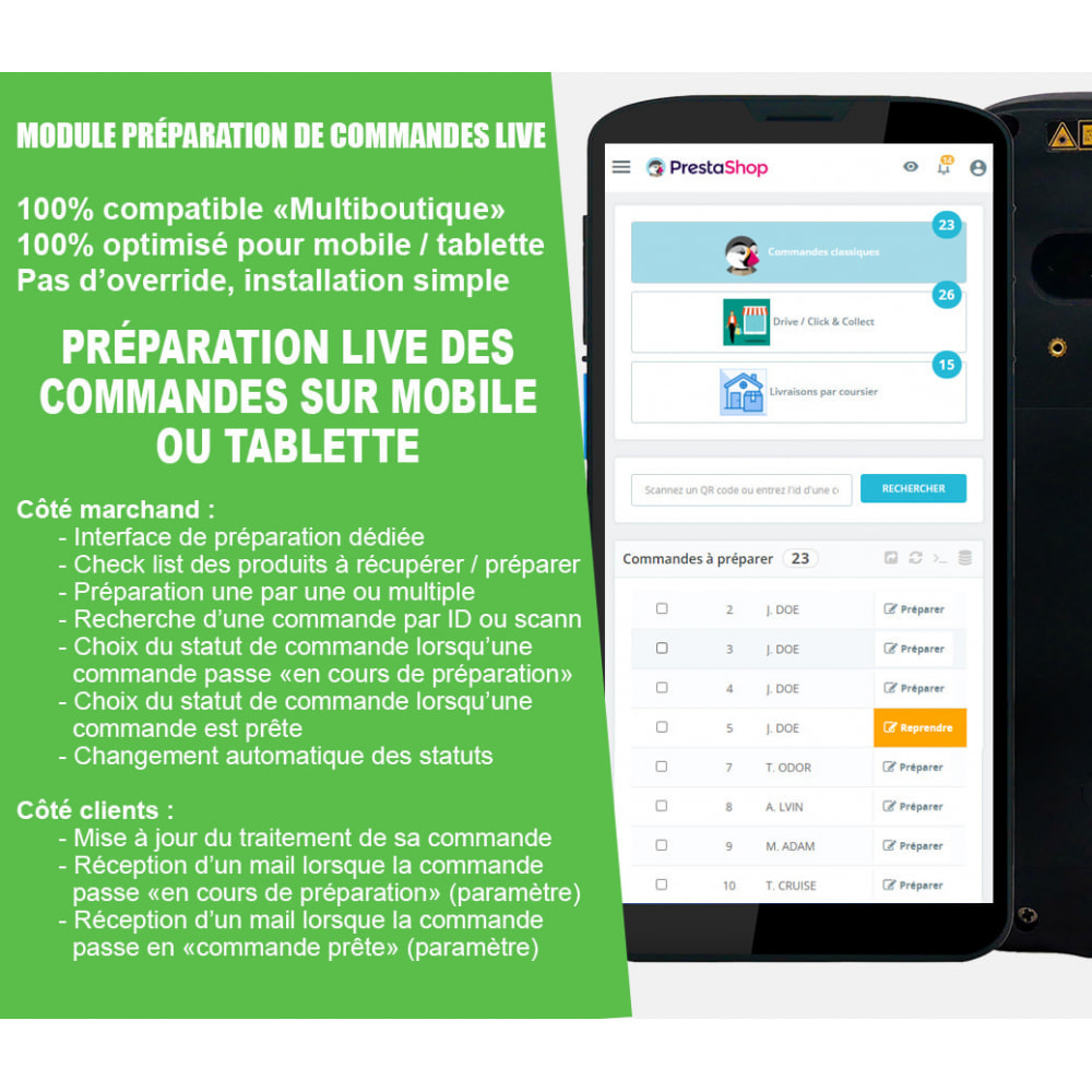 Module Live Picking : préparation de commandes avancée