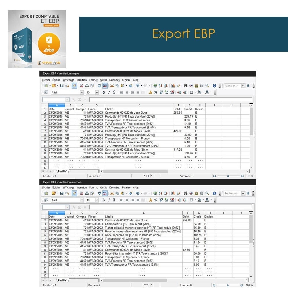 Module DMU Export Comptable CSV ou EBP