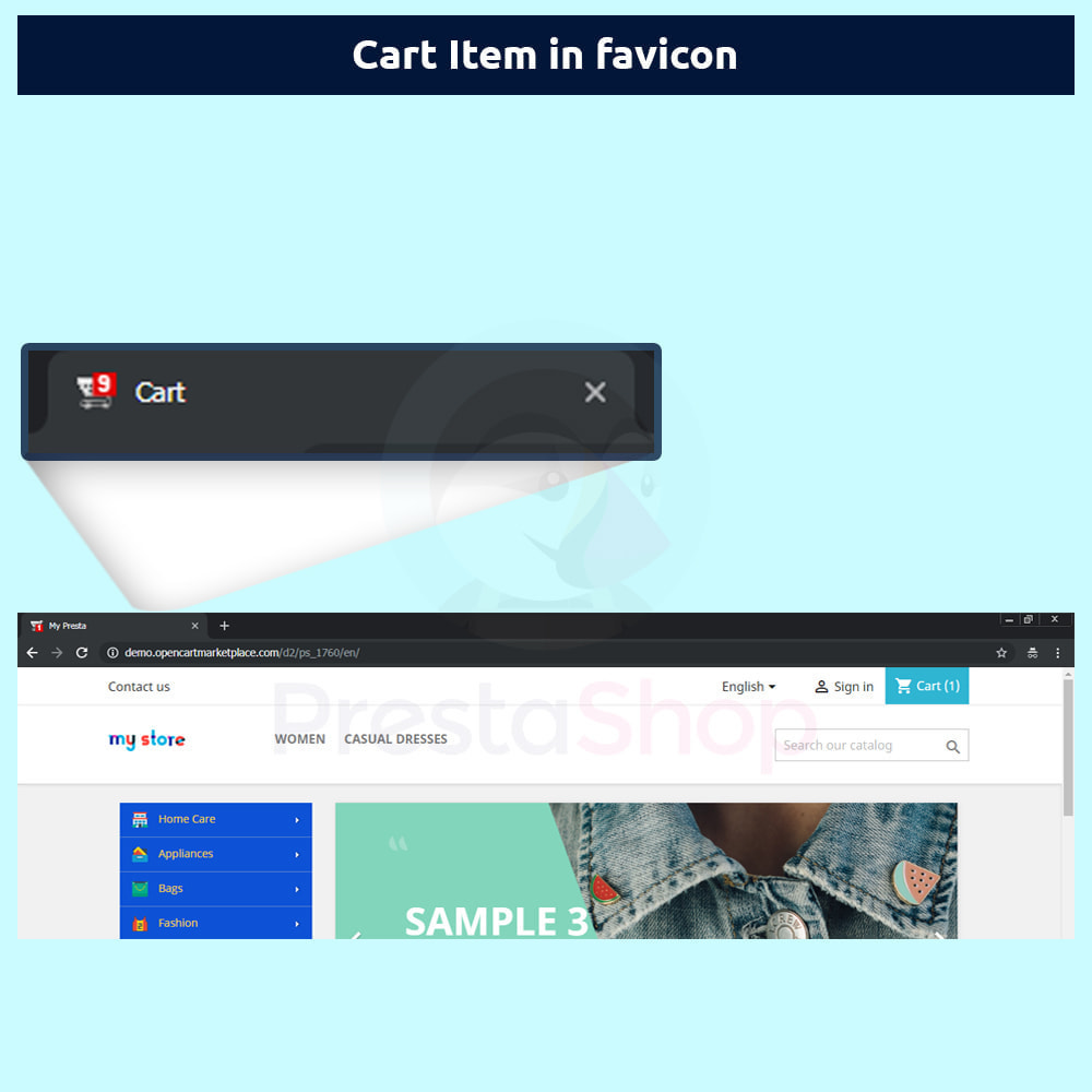 Module Browser Tab Notification - Cart Item Favicon Icon