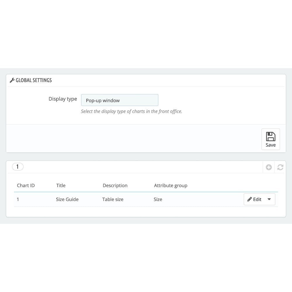 Module Product Size Chart Pro +