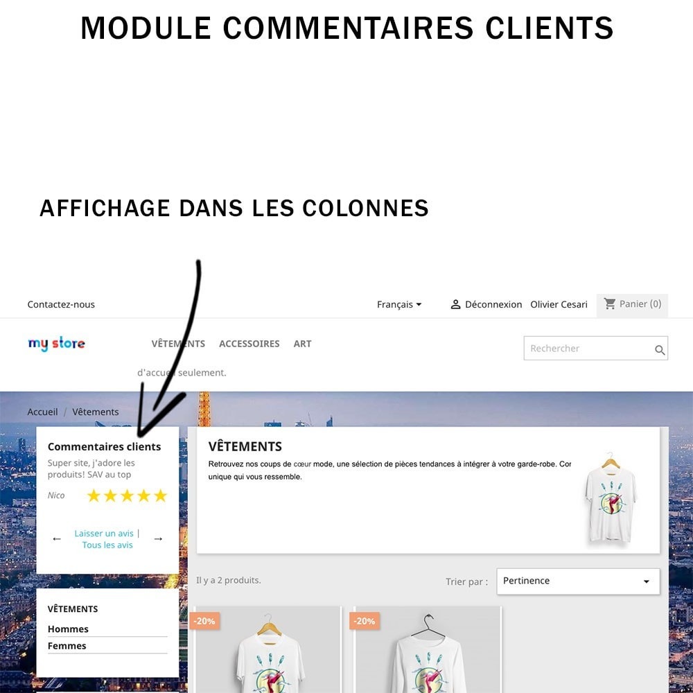 Module Commentaires clients + Note + Avis Rich Snippets