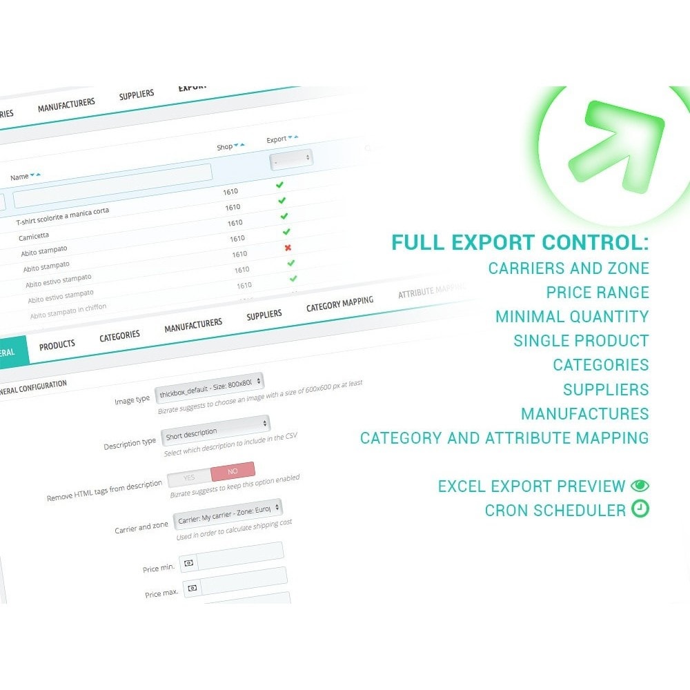 Module Bizrate - Export + Filtres avancés