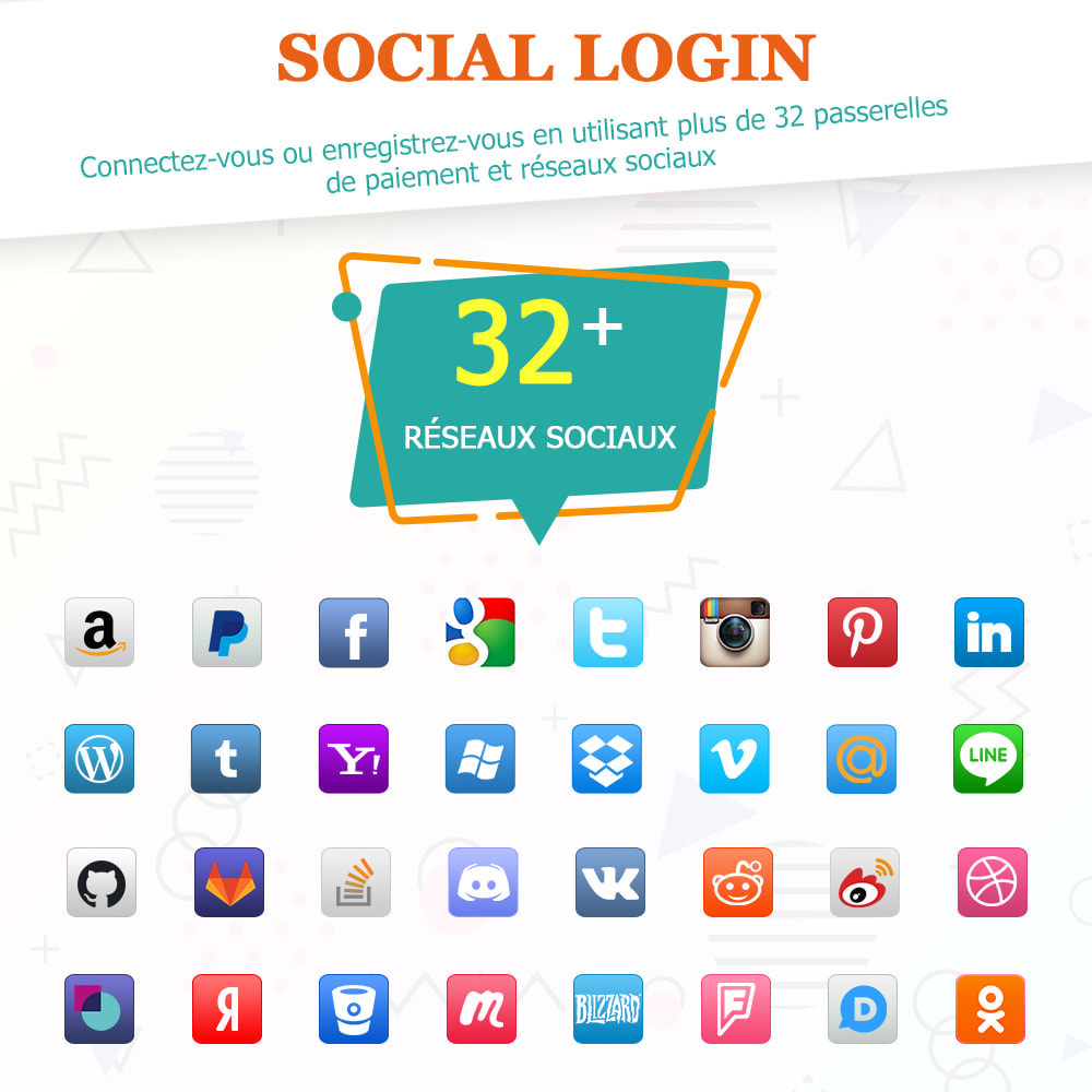 Module SOCIAL LOGIN - 32+ réseaux sociaux