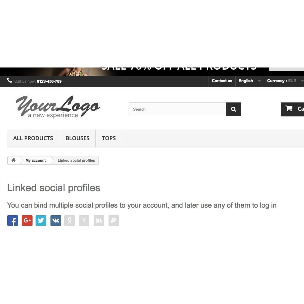 Module Login using social profiles