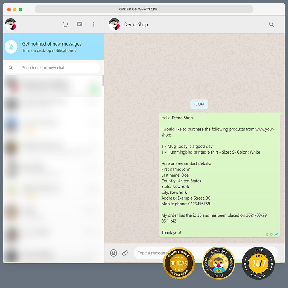 Module Intégration WhatsApp PRO - Commande rapide, chat,agents