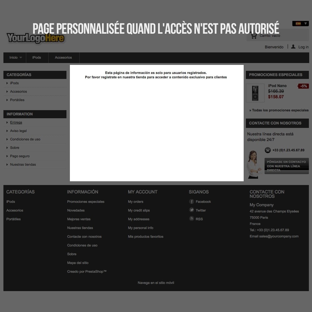 Module Pages privées CMS (Contenu privé) B2B