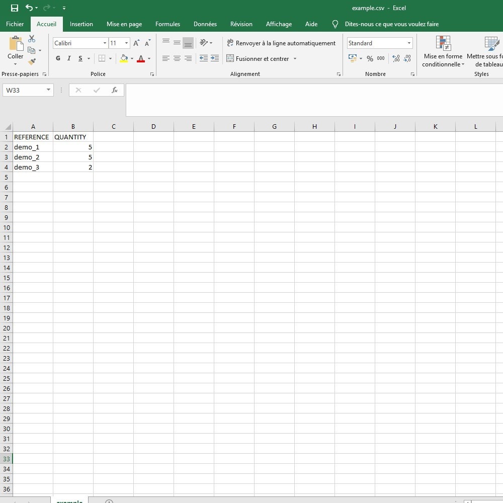 Module import panier CSV / Excel