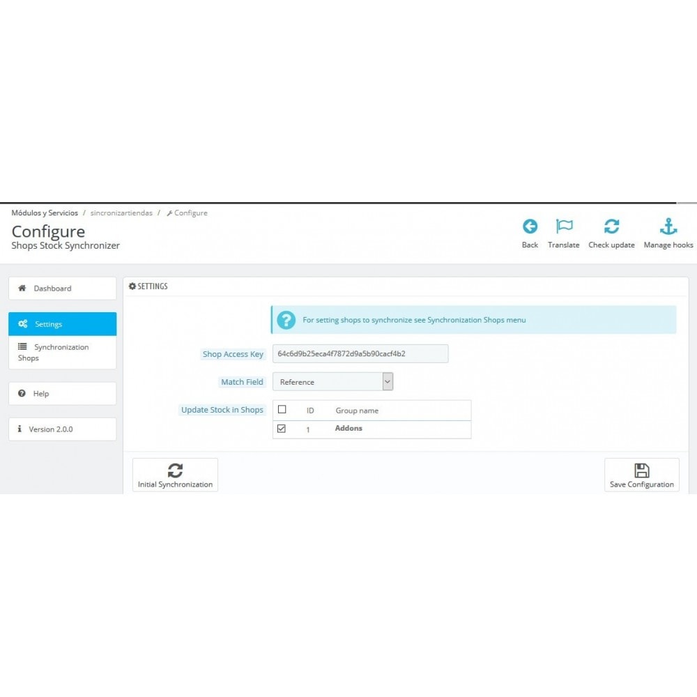 Module Shops Stock Synchronizer