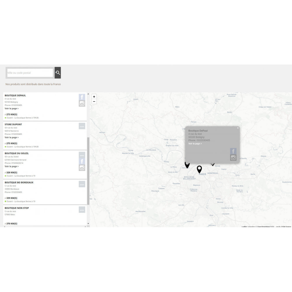 Module Localisateur de points de vente avancé sans GoogleMaps