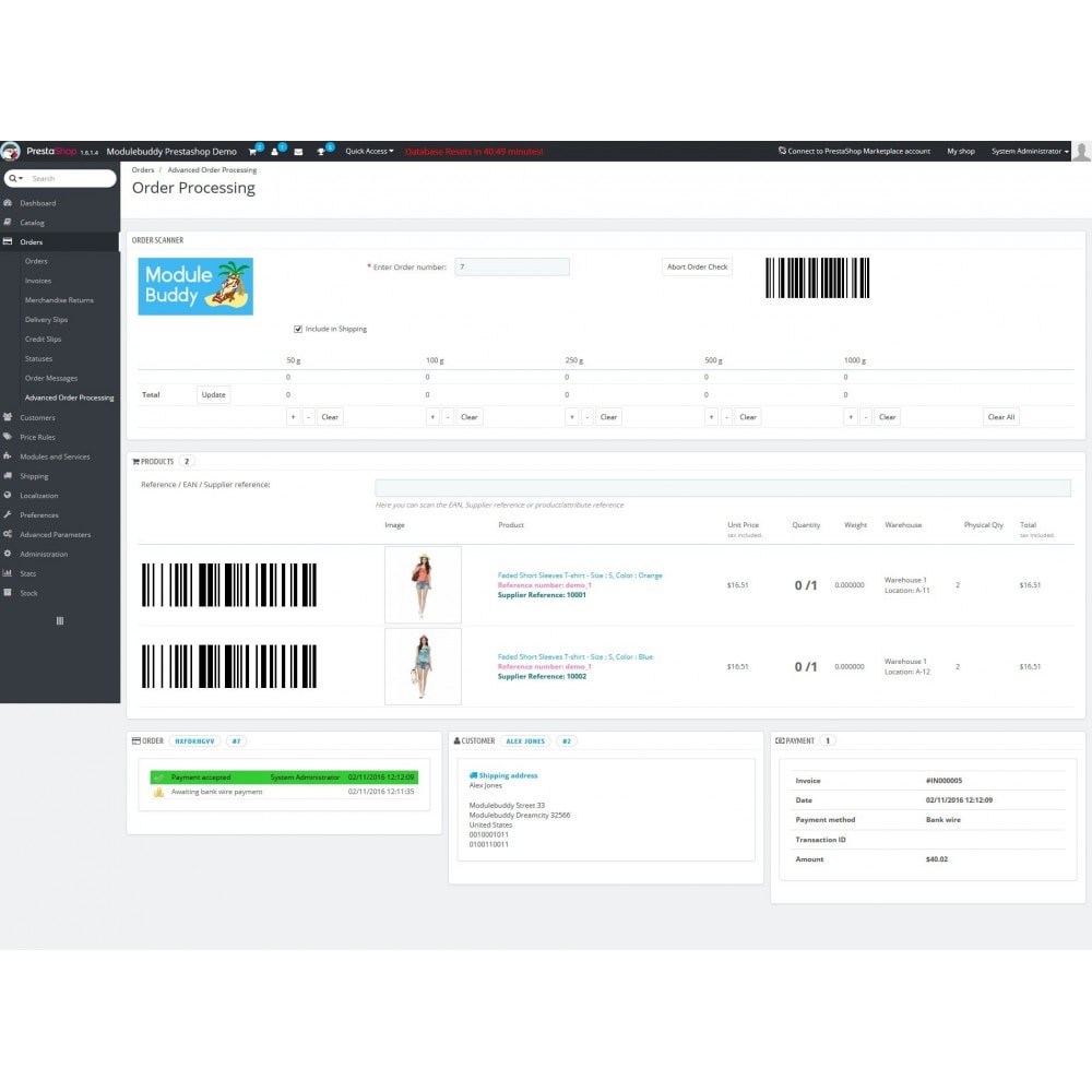 Module Advanced Order Processing