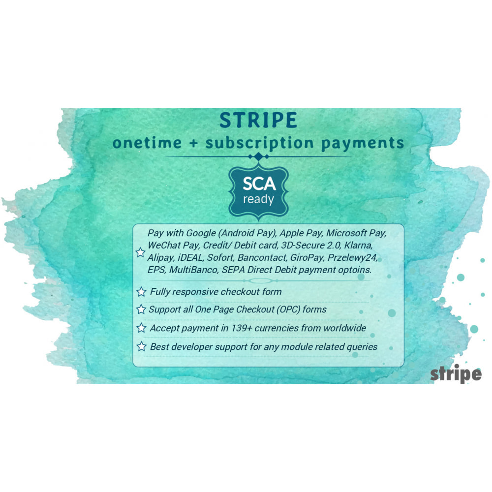 Module STRIPE onetime + subscription payments (SCA-ready)