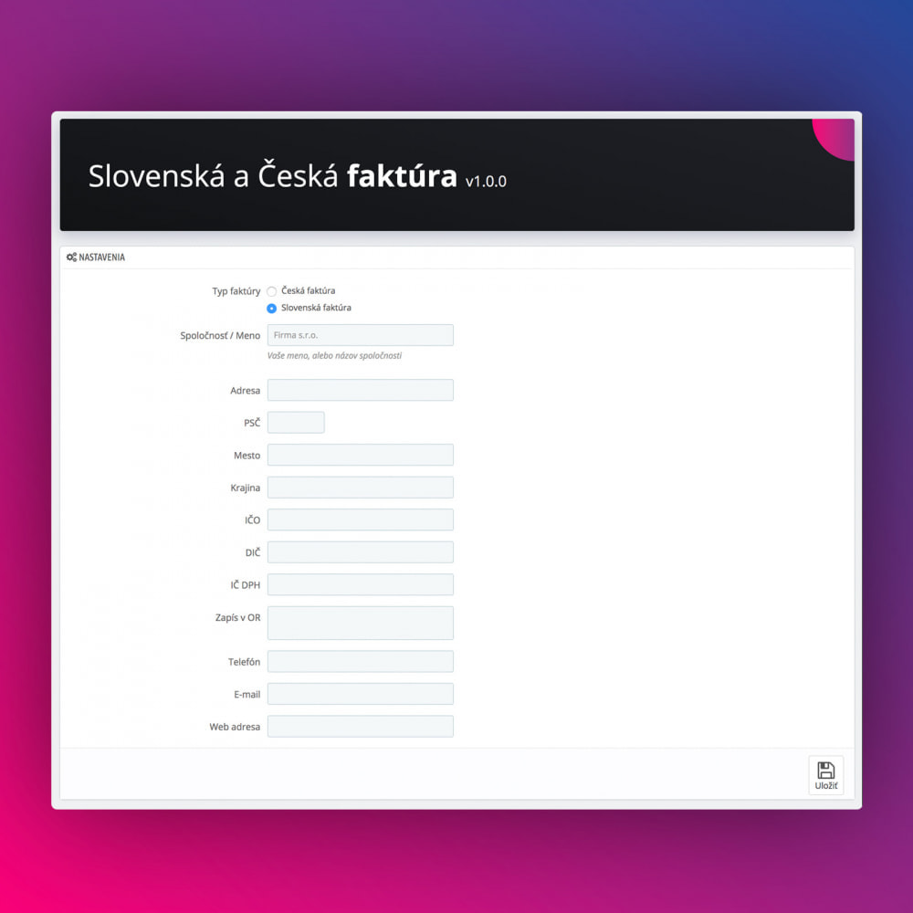 Module Slovak and Czech Advanced Invoice