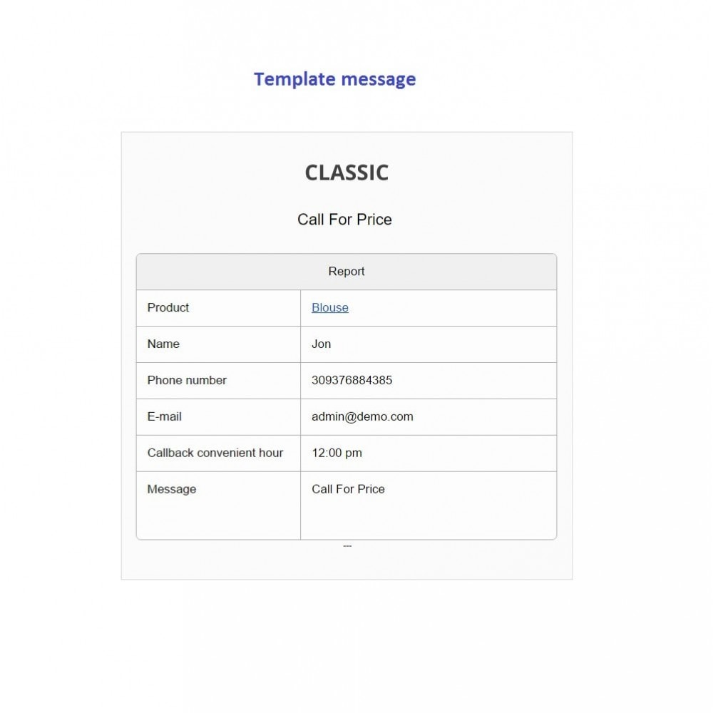 Module Call For Price + Call Back Product Button