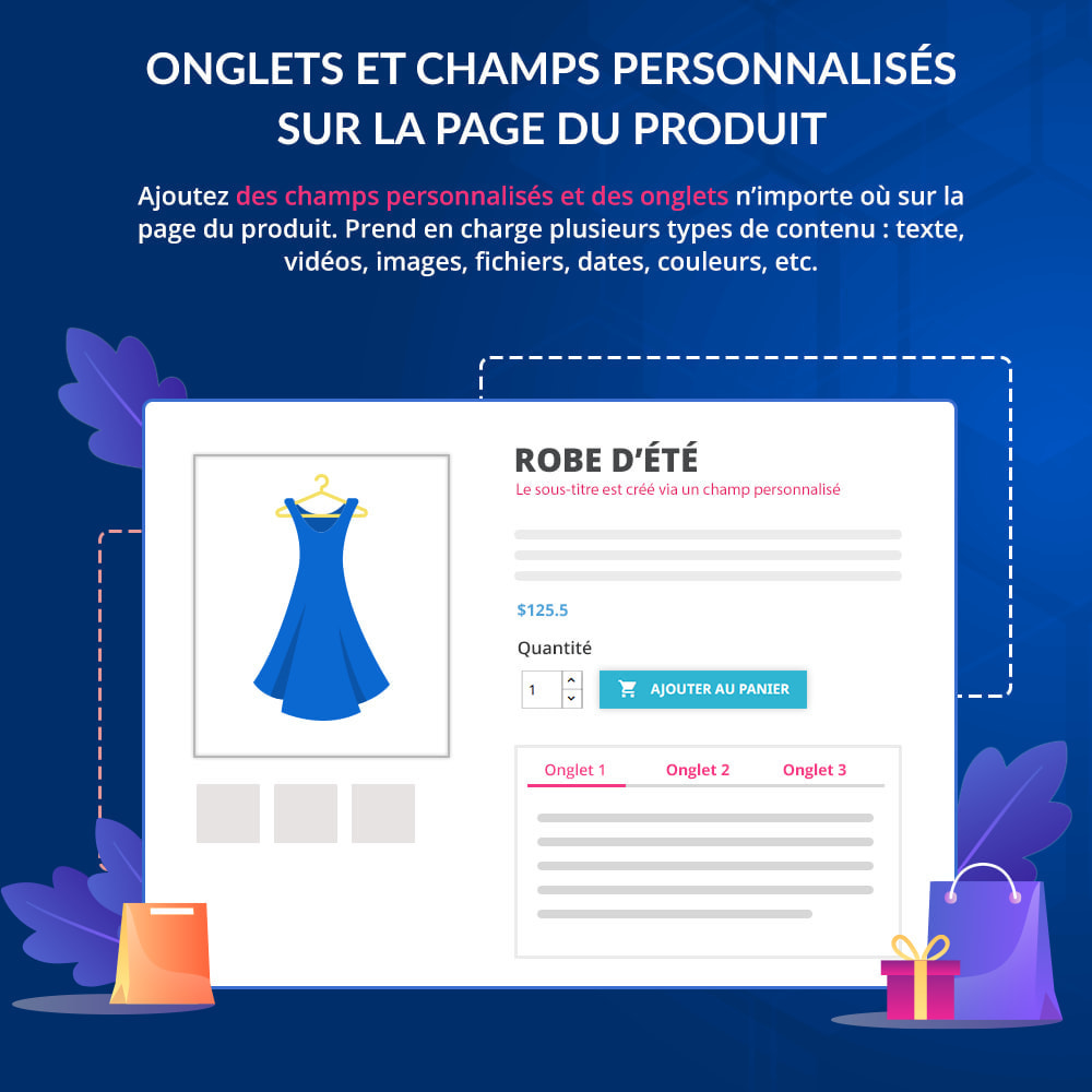 Module Onglets et champs personnalisés sur la page du produit