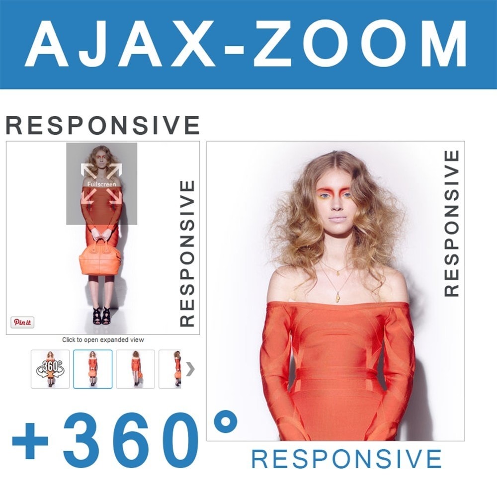 Module AJAX-ZOOM: responsive product image zoom + 360° spin