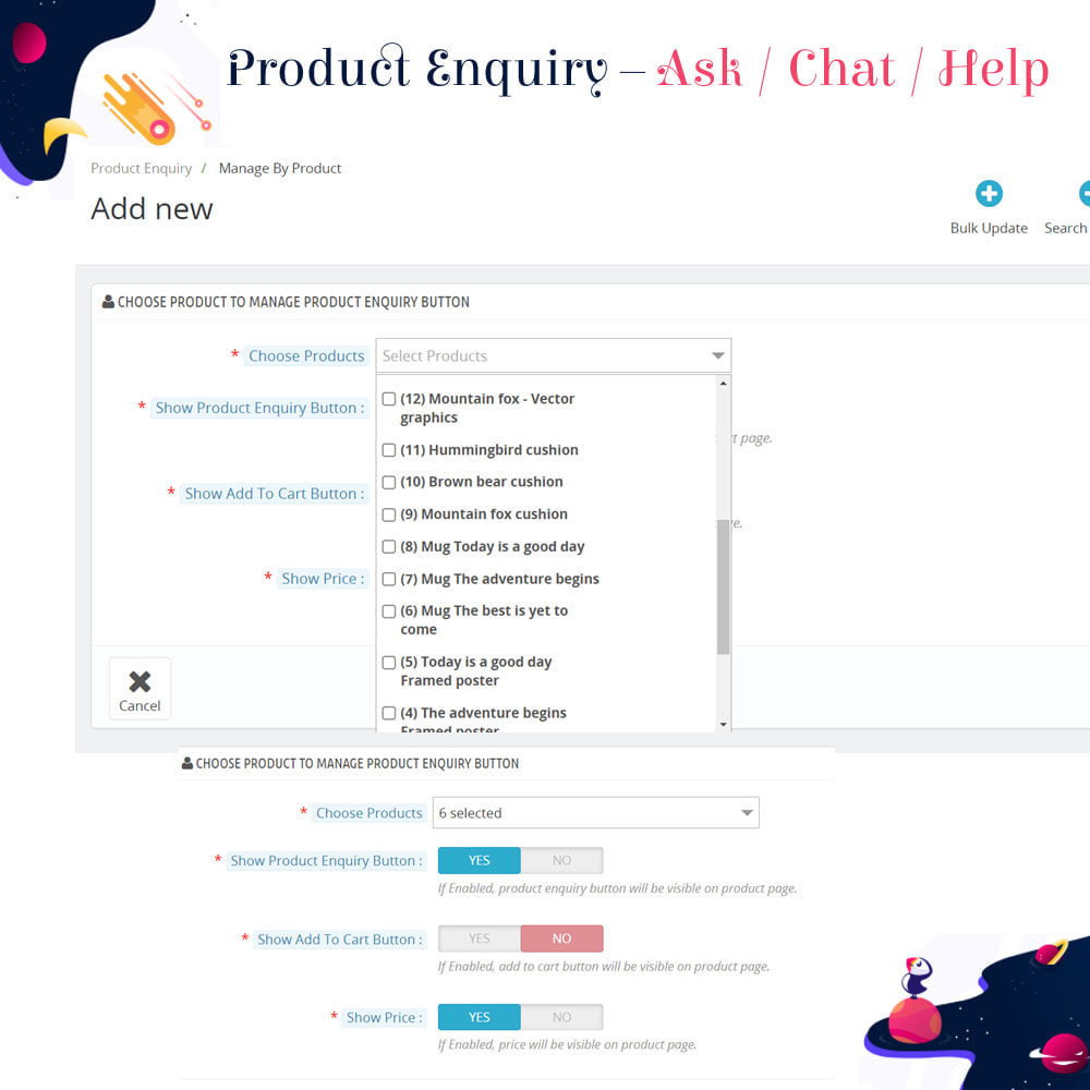 Module Product Enquiry – Ask / Chat / Help