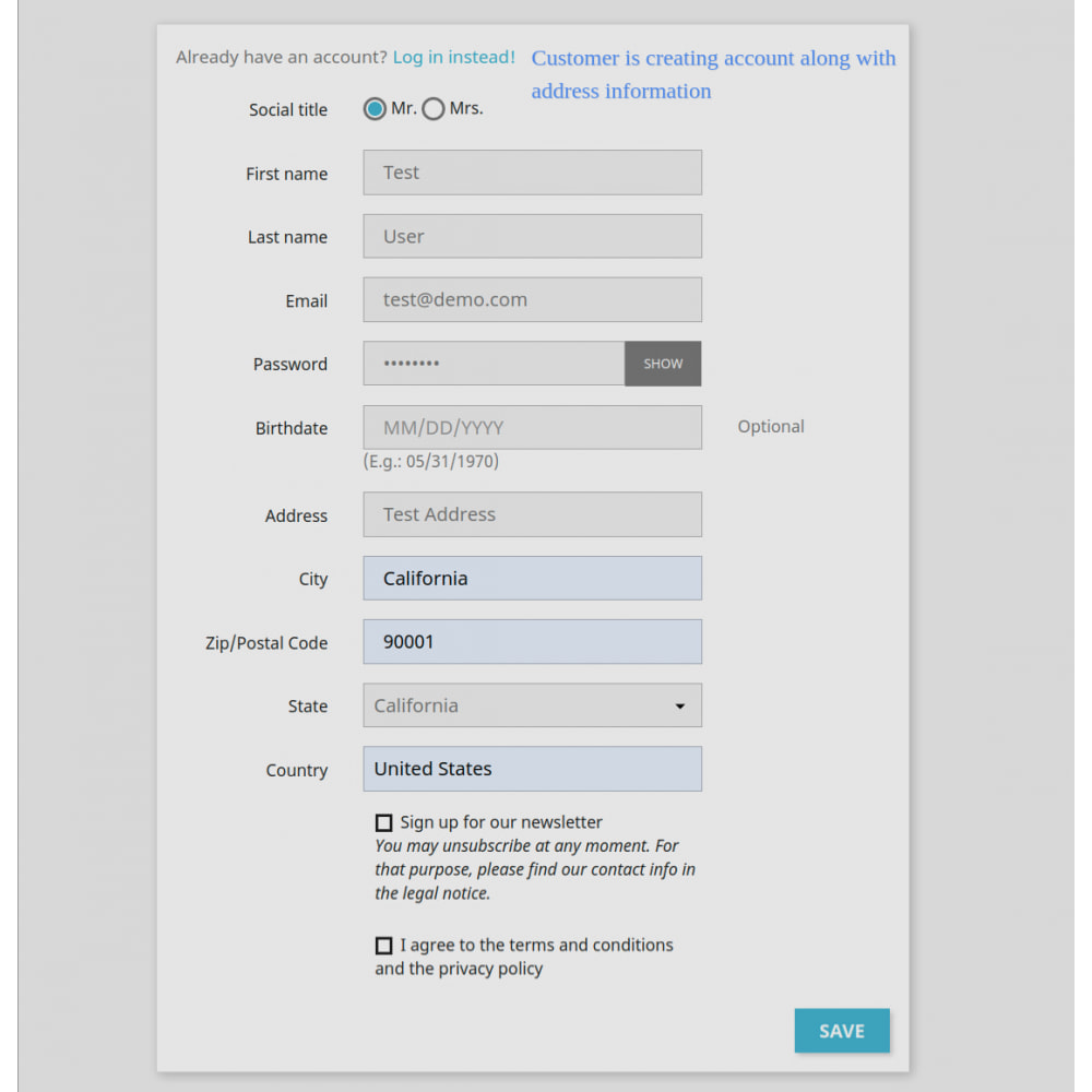 Module Add Customer Address On Registration Form