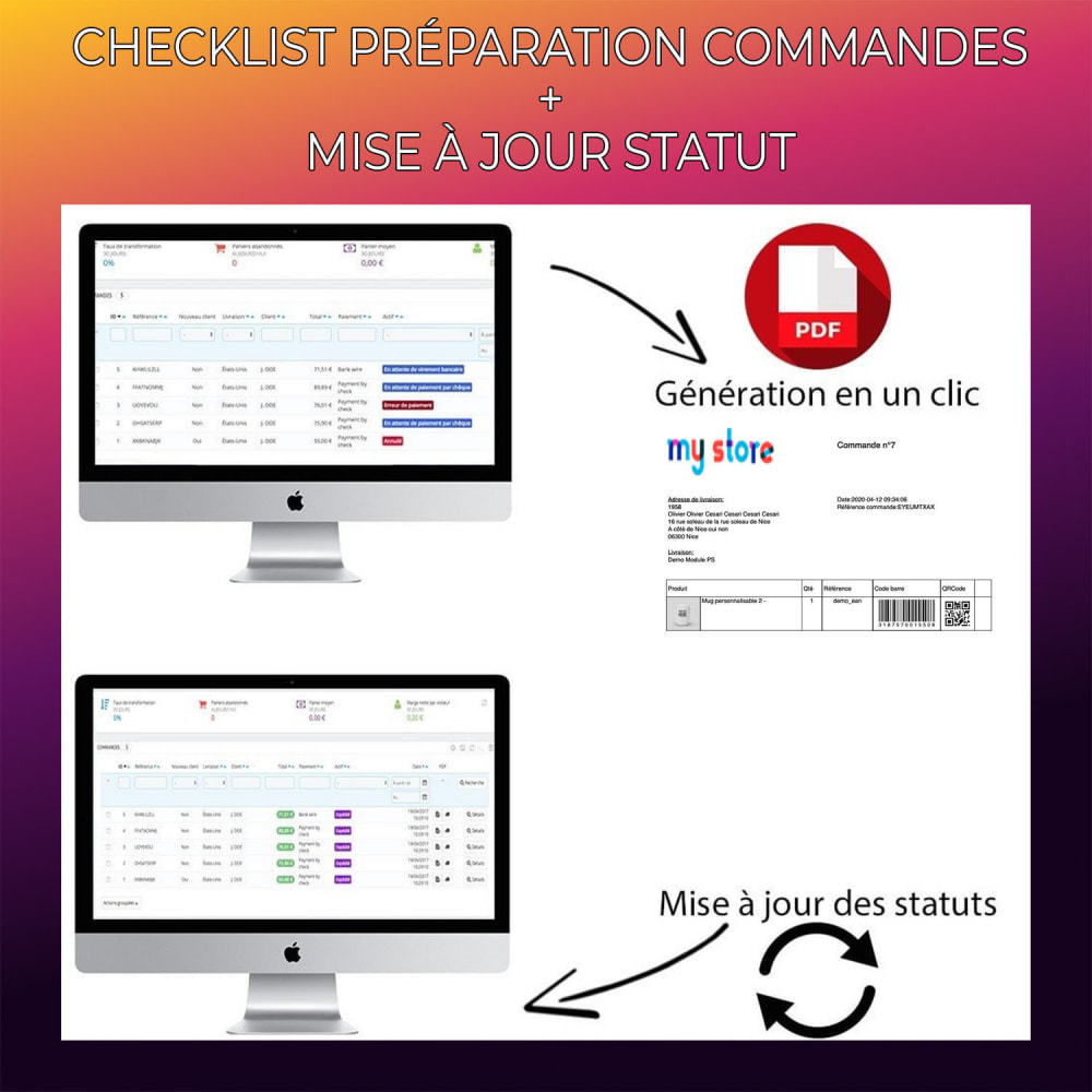 Module Checklist préparation commandes + Mise à jour statut