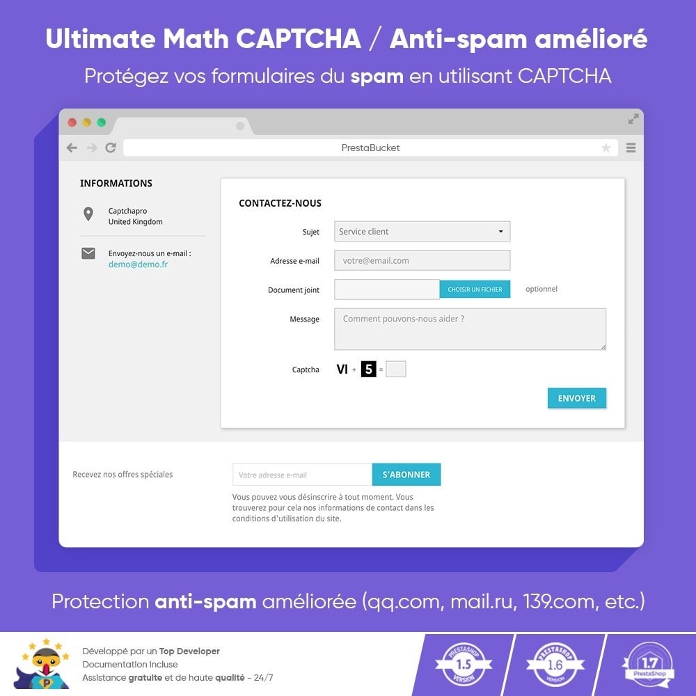 Module Ultimate Math CAPTCHA / Sécurité anti-spam améliorée