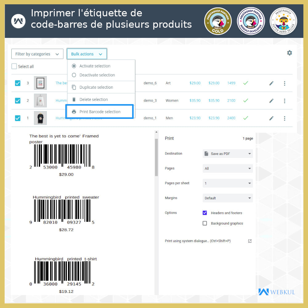 Module Étiquette code-barres de produit | générateur de code