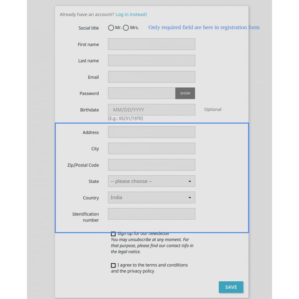 Module Add Customer Address On Registration Form