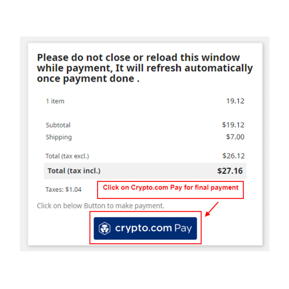 Module Crypto.com Pay: Accept payments in cryptocurrencies