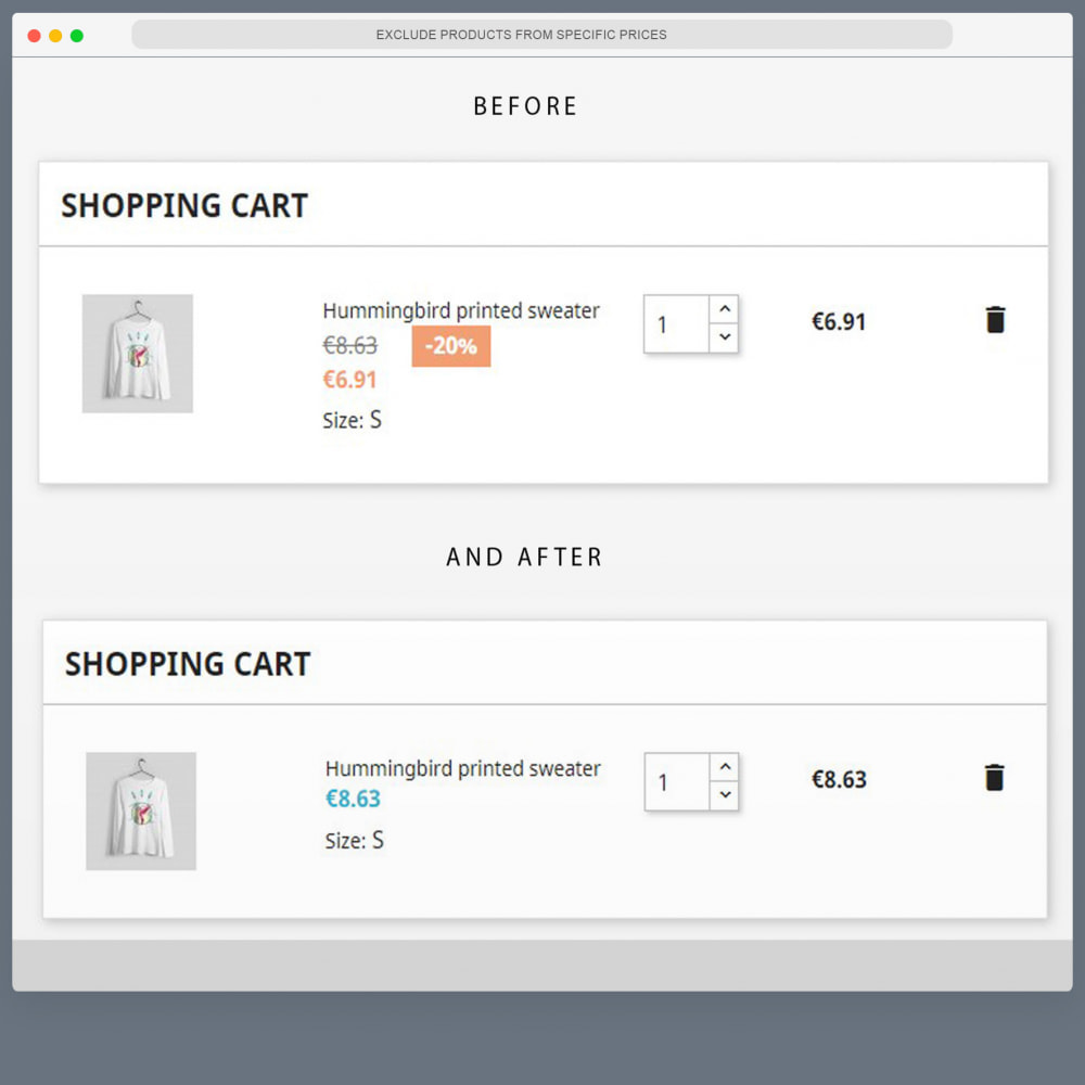 Module Exclude products from specific prices or cart rule