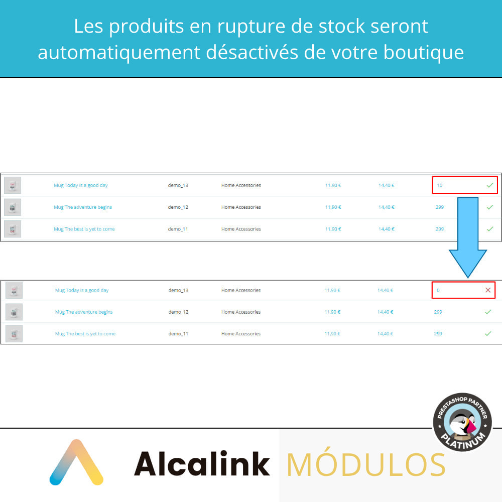 Module Activer/désactiver les produits sans stock ou image