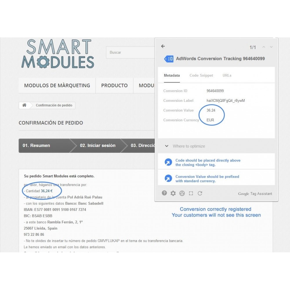 Module Google Adwords Conversion Tracking - Smart Modules